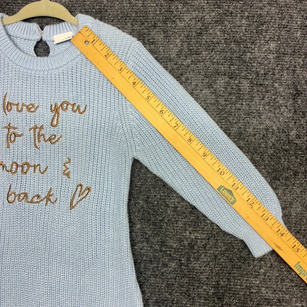 Baby Girl Knit Sweater Romper Light‎ Blue 9-12M I Love You To The Moon Cottage